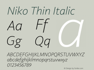 Niko Thin Italic Version 1.002图片样张