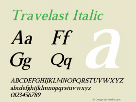 Travelast Italic Version 1.00;January 24, 2023;FontCreator 13.0.0.2683 64-bit图片样张