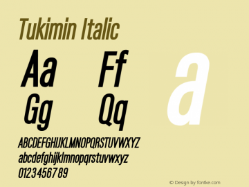 Tukimin Italic Version 1.001;Fontself Maker 3.5.8图片样张