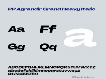 PP Agrandir Grand Heavy Italic Version 4.100 | FøM Fix图片样张