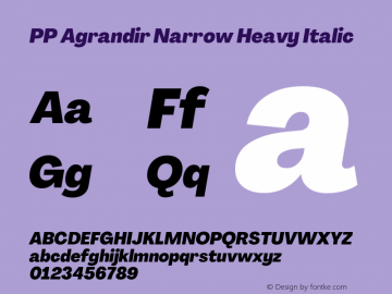 PP Agrandir Narrow Heavy Italic Version 4.100 | FøM Fix图片样张