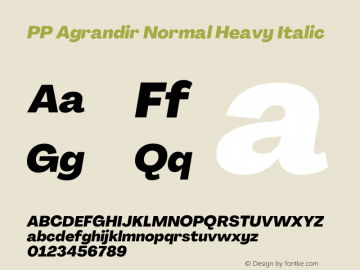 PP Agrandir Normal Heavy Italic Version 4.100 | FøM Fix图片样张