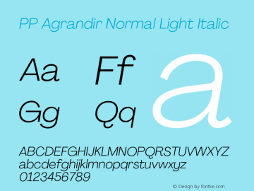 PP Agrandir Normal Light Italic Version 4.100 | FøM Fix图片样张