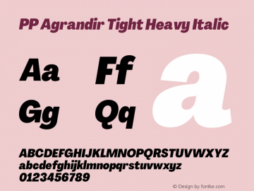 PP Agrandir Tight Heavy Italic Version 4.100 | FøM Fix图片样张