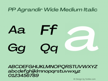 PP Agrandir Wide Medium Italic Version 4.100 | FøM Fix图片样张