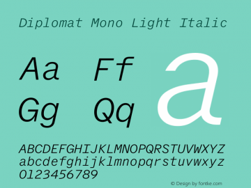 Diplomat Mono Light Italic Version 1.001图片样张