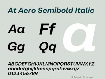 At Aero Semibold Italic Version 2.000;Glyphs 3.1.1 (3148)图片样张