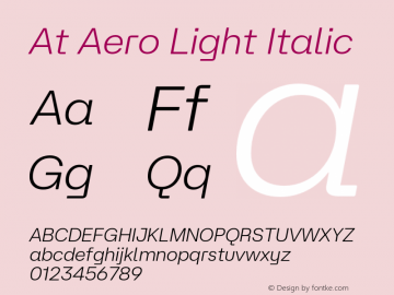 At Aero Light Italic Version 2.000;Glyphs 3.1.1 (3148)图片样张