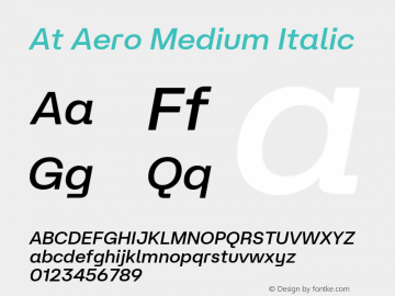 At Aero Medium Italic Version 2.000;Glyphs 3.1.1 (3148)图片样张