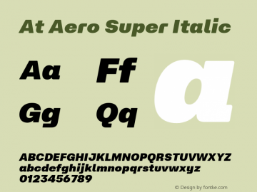 At Aero Super Italic Version 2.000;Glyphs 3.1.1 (3148)图片样张
