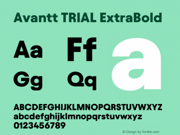 Avantt TRIAL ExtraBold Version 3.002;Glyphs 3.1.1 (3138)图片样张