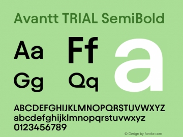 Avantt TRIAL SemiBold Version 3.002;Glyphs 3.1.1 (3138)图片样张