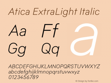 Atica ExtraLight Italic Version 1.002图片样张