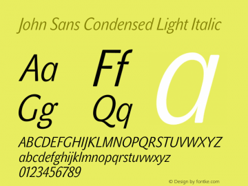 John Sans Condensed Light Ita Version 1.000图片样张