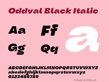 Oddval Black Italic Version 1.000 | FøM Fix图片样张