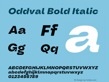 Oddval Bold Italic Version 1.000 | FøM Fix图片样张