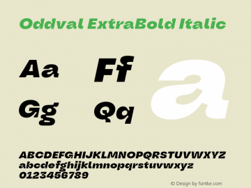 Oddval ExtraBold Italic Version 1.000 | FøM Fix图片样张