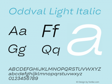 Oddval Light Italic Version 1.000 | FøM Fix图片样张