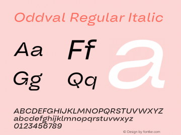 Oddval Regular Italic Version 1.000 | FøM Fix图片样张