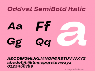 Oddval SemiBold Italic Version 1.000 | FøM Fix图片样张