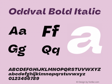 Oddval Bold Italic Version 1.000;Glyphs 3.2 (3179)图片样张