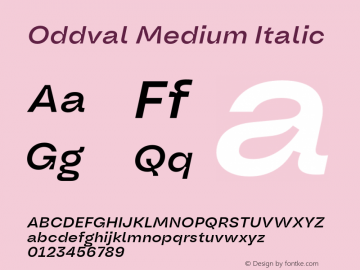 Oddval Medium Italic Version 1.000;Glyphs 3.2 (3179)图片样张