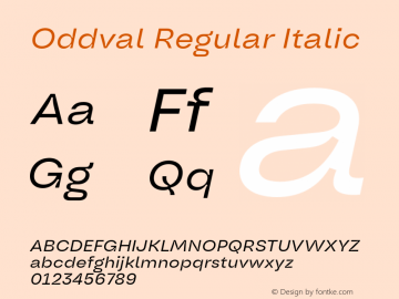 Oddval Regular Italic Version 1.000;Glyphs 3.2 (3179)图片样张