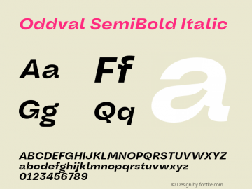 Oddval SemiBold Italic Version 1.000;Glyphs 3.2 (3179)图片样张