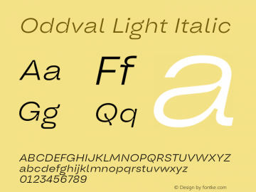 Oddval Light Italic Version 1.000;Glyphs 3.2 (3179)图片样张