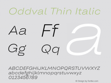 Oddval Thin Italic Version 1.000;Glyphs 3.2 (3179)图片样张