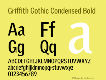 Griffith Gothic Condensed Bold Version 1.000 (Adobe Tk) | FøM Fix图片样张