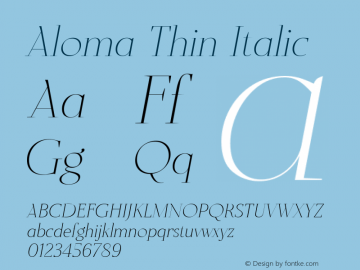 Aloma Thin Italic Version 1.001图片样张