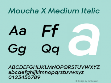 Moucha X Medium Italic Version 1.000图片样张