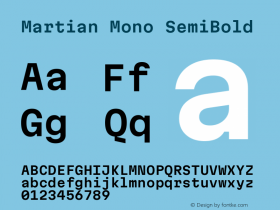 Martian Mono SemiBold Version 1.000; ttfautohint (v1.8.4.7-5d5b)图片样张