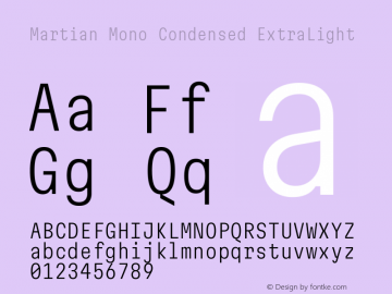 Martian Mono Condensed ExtraLight Version 1.000; ttfautohint (v1.8.4.7-5d5b)图片样张