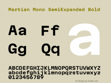 Martian Mono SemiExpanded Bold Version 1.000; ttfautohint (v1.8.4.7-5d5b)图片样张