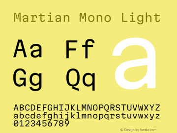 Martian Mono Light Version 1.000; ttfautohint (v1.8.4.7-5d5b)图片样张