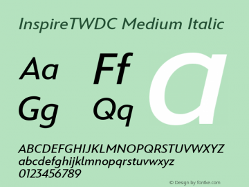 InspireTWDC Medium Italic Version 1.0图片样张