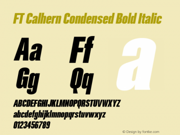 FT Calhern Condensed Bold Italic Version 1.001 (2023-01-31) | web-otf图片样张