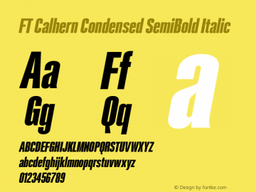 FT Calhern Condensed SemiBold Italic Version 1.001 (2023-01-31) | web-otf图片样张