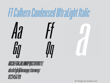 FT Calhern Condensed UltraLight Italic Version 1.001 (2023-01-31) | web-otf图片样张