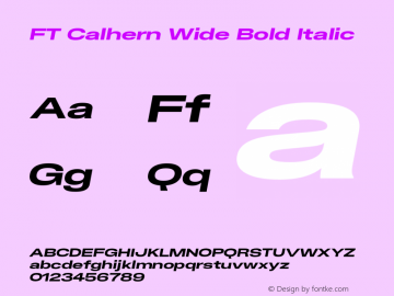 FT Calhern Wide Bold Italic Version 1.001 (2023-01-31) | web-otf图片样张