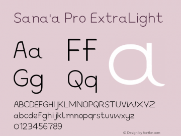 Sana'a Pro ExtraLight Version 2.000;FEAKit 1.0图片样张