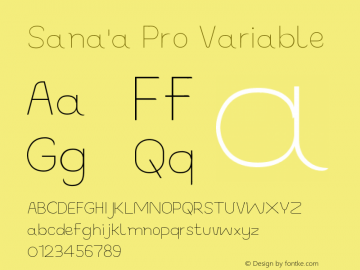 Sana'a Pro Variable Version 2.000;FEAKit 1.0图片样张