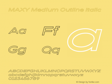 MAXY Medium Outline Italic Version 1.000 | web-ttf图片样张