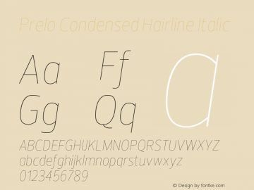 Prelo Condensed Hairline Italic Version 1.001 | FøM Fix图片样张