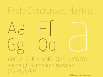Prelo Condensed Hairline Version 1.001;Glyphs 3.1.2 (3151)图片样张