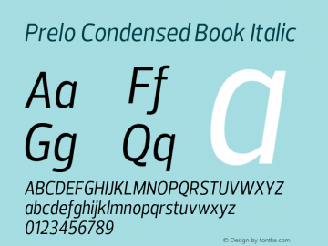 Prelo Condensed Book Italic Version 1.001 | FøM Fix图片样张
