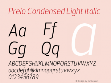 Prelo Condensed Light Italic Version 1.001 | FøM Fix图片样张