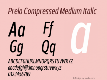 Prelo Compressed Medium Italic Version 1.001 | FøM Fix图片样张